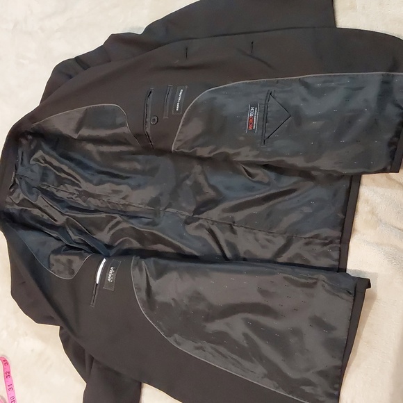 ANGELO ROSSI Hand Tailored Miro Tech Mens Black Blazer Suit Jeacket Size 46 S - Picture 10 of 13